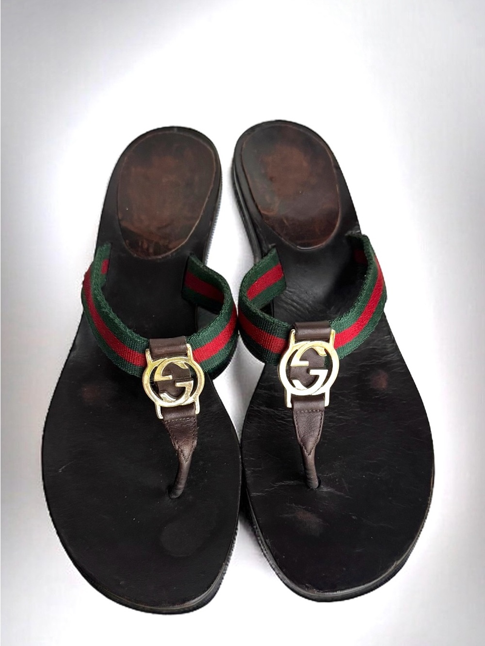 GUCCI Web Accent GG Logo Sandals